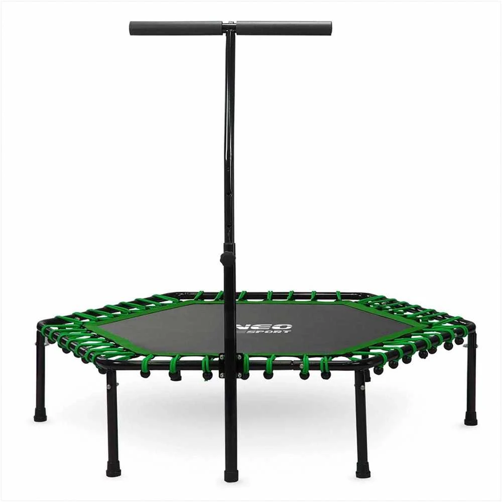 Fitneso batutas, su rankena, 127 cm šešiakampis, žalias, vidaus batutas kardio treniruotėms
