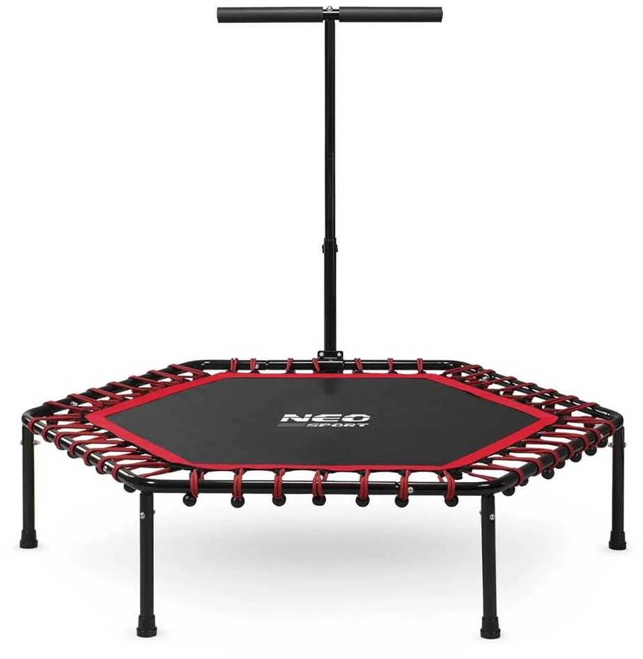 Fitneso batutas su rankena, 127 cm, skirtas treniruotėms namuose, šešiakampis batutas, raudonas fitneso batutas, mankštos batutas
