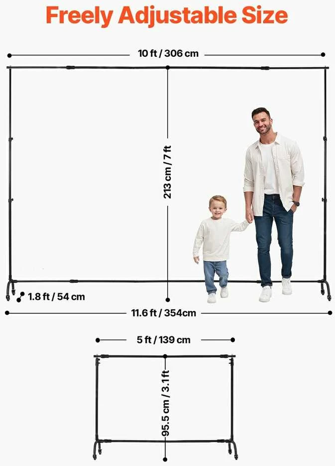 Fono stovas 213 x 300 cm, kilnojamas komplektas, vakarėliams ir foto vaizdo studijai, reguliuojama fono palaikymo sistema