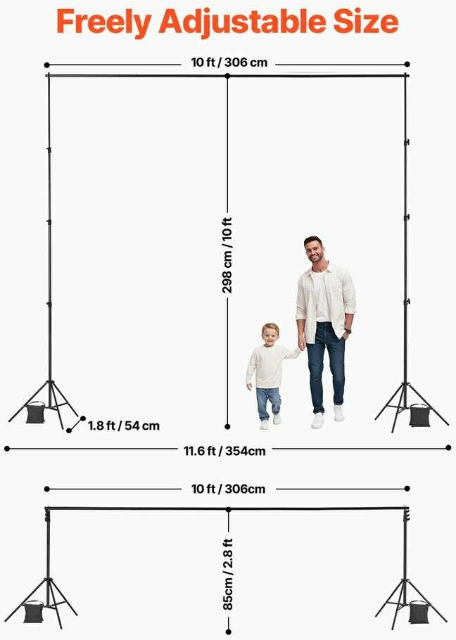 Fono stovo rinkinys 298 x 300 cm, vakarėliams ir fotostudijai, reguliuojama fono palaikymo sistema, nešiojamas fotografijos stovas