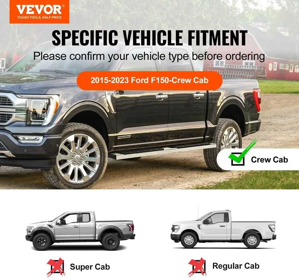 Ford F150 F250 F350 Slenksčiai, Crew Cab Šoniniai Laikikliai, 201 Nerūdijančio Plieno Apsauginiai Vamzdžiai, Sunkvežimio Pakopos, Didelio Galingumo Pakopos