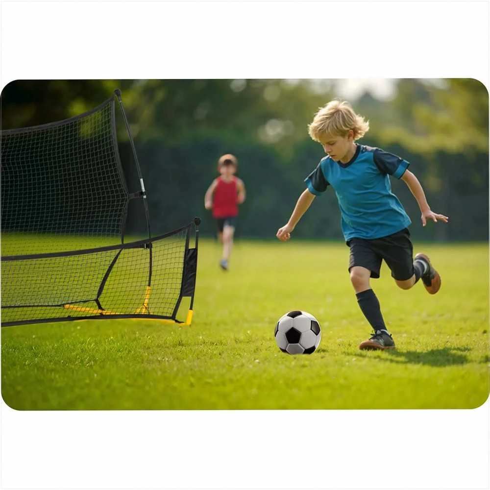 Neo-Sport Futbolo atmušėjo tinklas, 210 x 120 x 35 cm, treniruočių atmušėjas futbolui, atmušėjo tinklas futbolo treniruotėms, dvipusis atmušėjas, nešiojamas futbolo atmušėjas