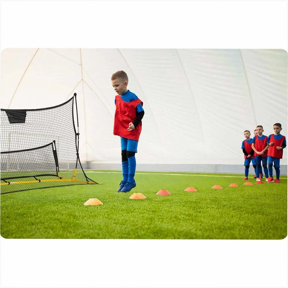 Neo-Sport Futbolo atmušėjo tinklas, 210 x 120 x 35 cm, treniruočių atmušėjas futbolui, atmušėjo tinklas futbolo treniruotėms, dvipusis atmušėjas, nešiojamas futbolo atmušėjas