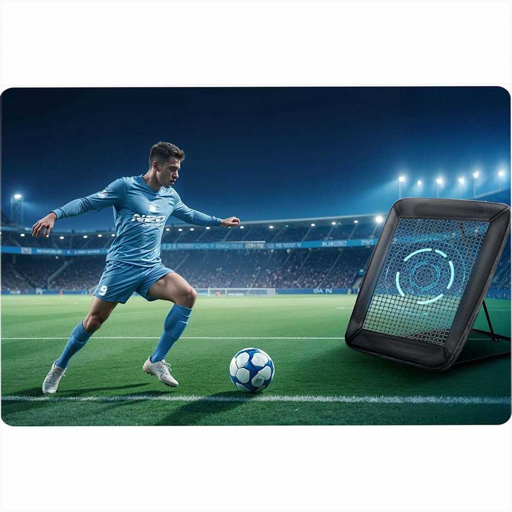 Neo-Sport Futbolo atmušėjo tinklas, treniruočių vartai futbolui, 122 x 120 cm, nešiojama futbolo treniruočių įranga, futbolo treniruočių pagalbinė priemonė