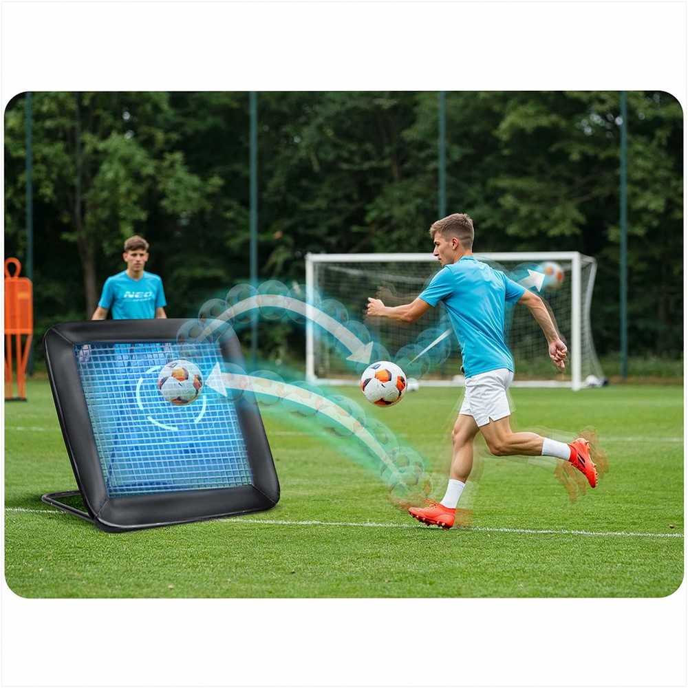 Neo-Sport Futbolo atmušėjo tinklas, treniruočių vartai futbolui, 122 x 120 cm, nešiojama futbolo treniruočių įranga, futbolo treniruočių pagalbinė priemonė