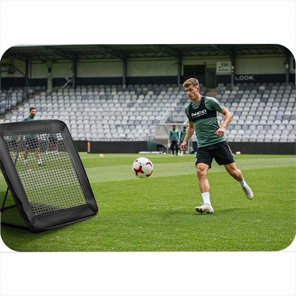 Neo-Sport Futbolo atmušėjo tinklas, treniruočių vartai futbolui, 122 x 120 cm, nešiojama futbolo treniruočių įranga, futbolo treniruočių pagalbinė priemonė
