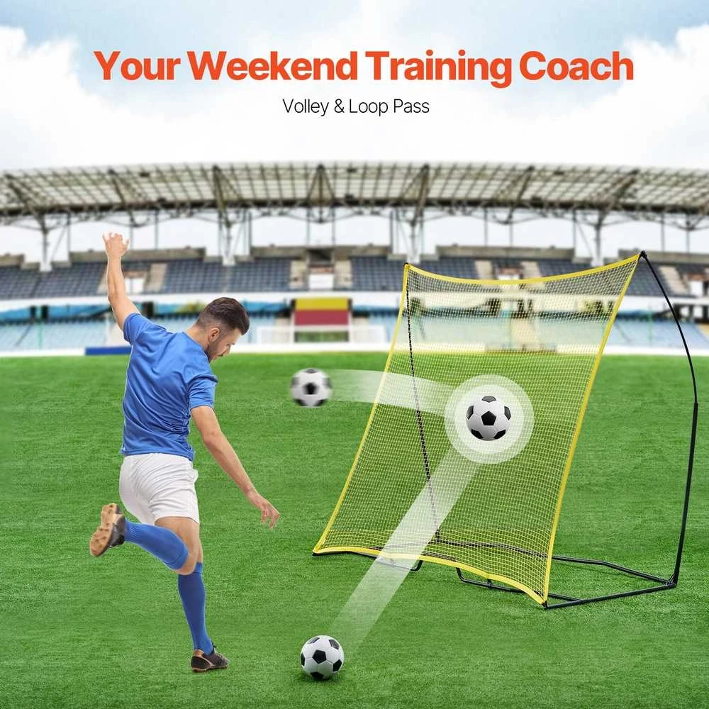 Futbolo atmušimo tinklas 2.13x2.13 m, nešiojamas treniruočių tinklas, futbolo vartų tinklas, treniruoklis su krepšiu