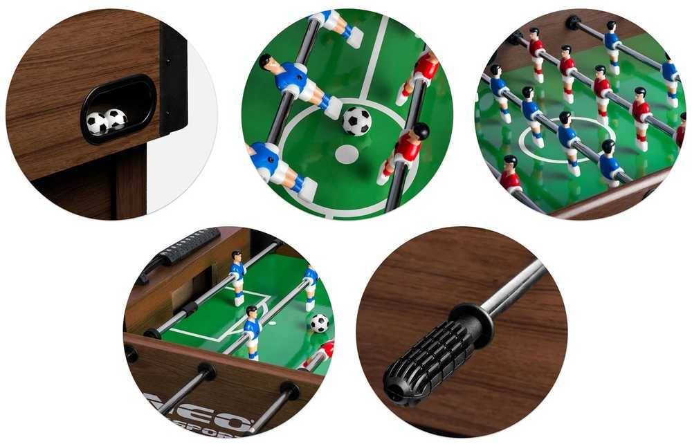 Futbolo stalas namams, su MDF žaidimo lauku, tamsiai rudas stalo futbolas, futbolo stalas vaikams, stalo futbolo žaidimas