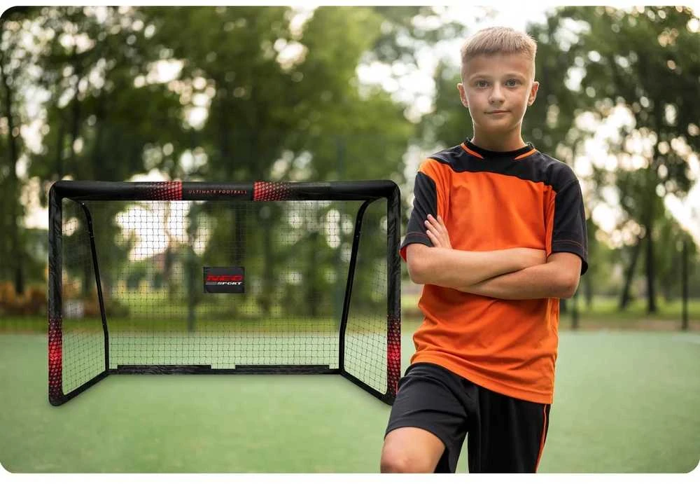 Futbolo vartai 180x120x60 cm, su patvariu tinklu, lengvai surenkami, lauko futbolo vartai, vaikų futbolo tinklas