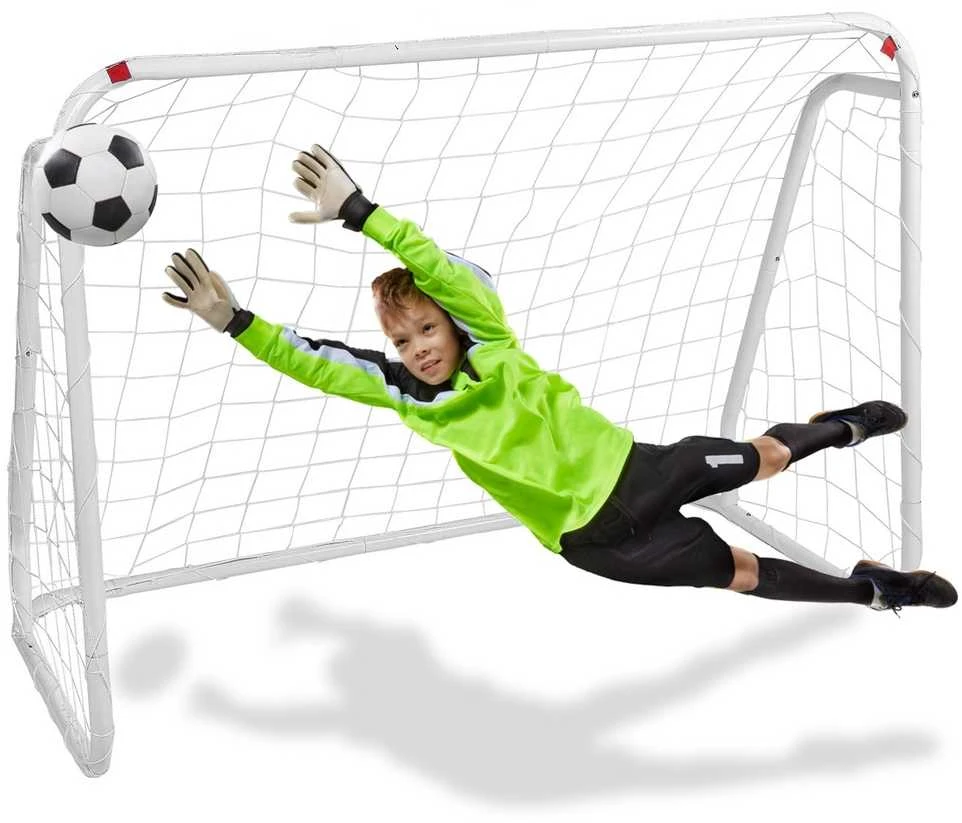 Futbolo vartai 2 vnt., balti, plieno rėmas, vaikams, sodui, mini futbolo vartai, lauko vartai