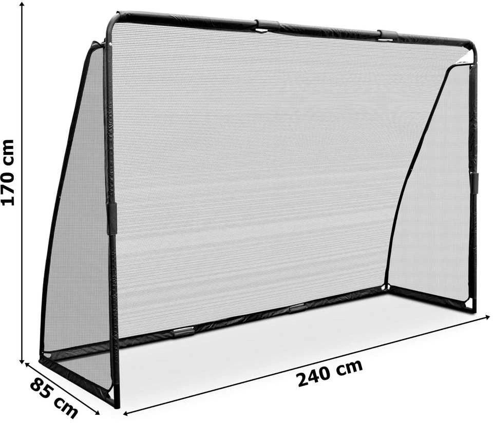 Futbolo vartai 240 x 170 cm, tvirtas tinklas, juodas plieno rėmas, treniruotėms, sodui, futbolo varteliai