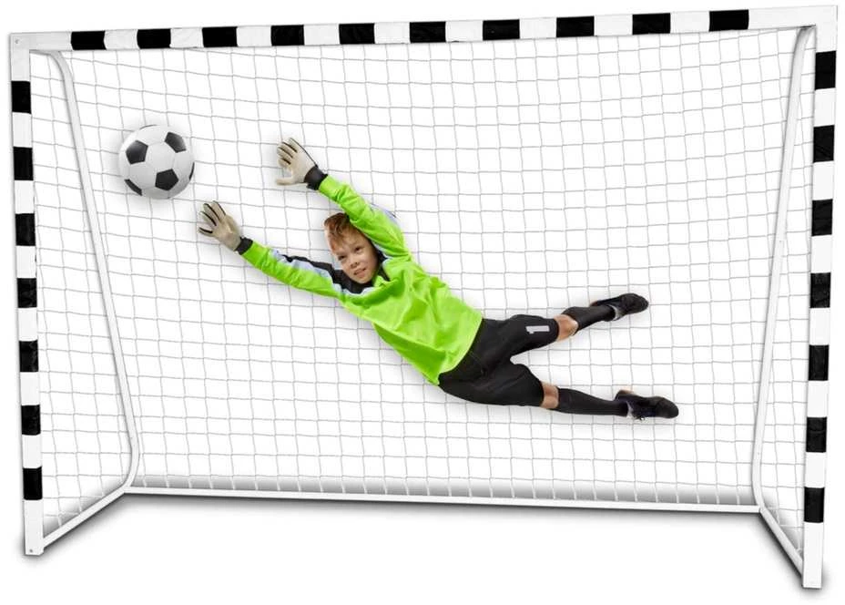Futbolo vartai 300 x 200 cm, PRO, balti ir juodi, laisvalaikiui, sodui, nešiojami, mini futbolo vartai