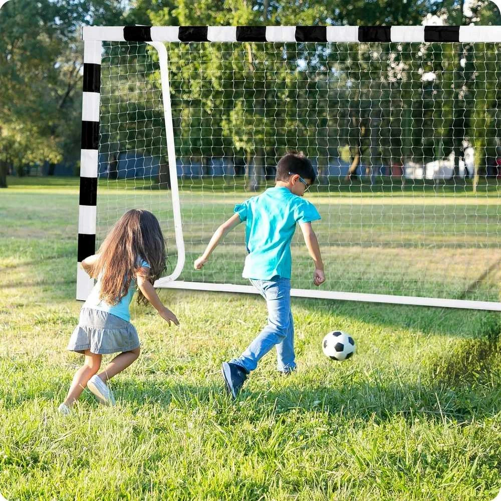 Futbolo vartai 3.00 x 2.00 x 1.20 metrų, su plieniniu rėmu, lengvai surenkami, futbolo vartai, lauko futbolo tinklas, vaikiški futbolo vartai