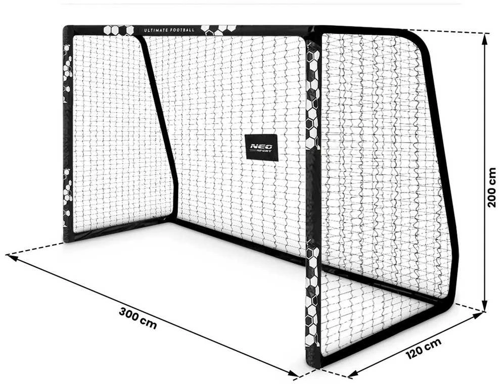 Futbolo vartai 3.00 x 2.00 x 1.20 metrų, su plieniniu rėmu, lengvai surenkami, futbolo vartai lauke, futbolo vartai