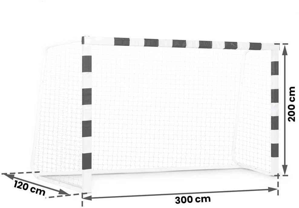 Futbolo vartai 3.00 x 2.00 x 1.20 metrų, su plieniniu rėmu, lengvai surenkami, futbolo vartai, lauko futbolo tinklas, vaikiški futbolo vartai
