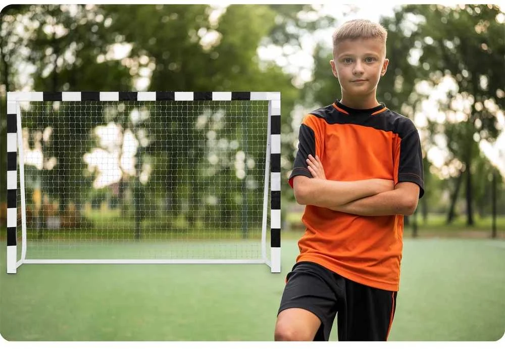 Futbolo vartai 3.00 x 2.00 x 1.20 metrų, su plieniniu rėmu, lengvai surenkami, futbolo vartai, lauko futbolo tinklas, vaikiški futbolo vartai