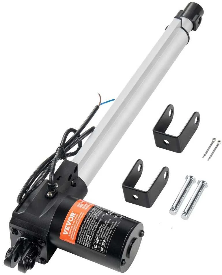 Galingas tiesinis pavaros mechanizmas, 12 colių eiga, 6000 N jėga, IP44 apsauga