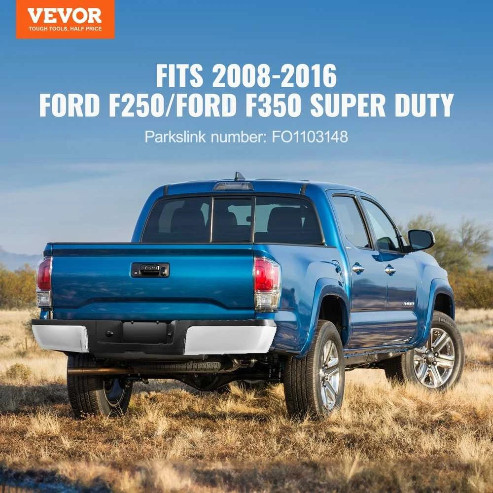 Galinis plieno buferis, skirtas 2008-2016 Ford F250 F350 Super Duty, chromuota apdaila, tvirtas laiptelio buferis, galinis buferis su žibintais