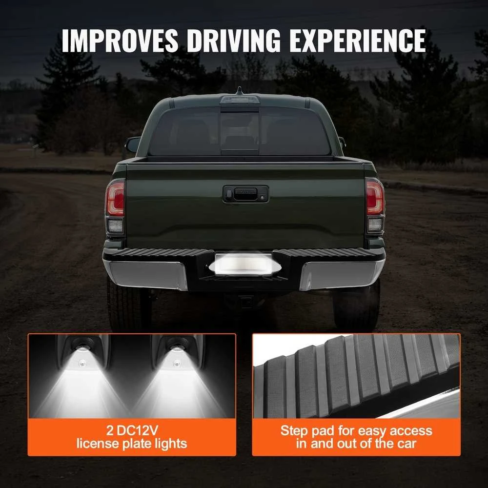 Galinis plieno buferis, skirtas 2008-2016 Ford F250 F350 Super Duty, chromuota apdaila, tvirtas laiptelio buferis, galinis buferis su žibintais