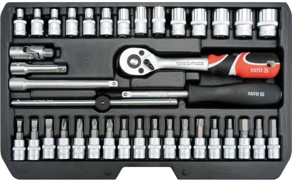 Galvučių raktų rinkinys 1/4", 38 vnt., skirtas automobilių priežiūrai, mechaninėms paslaugoms ir buitiniam naudojimui