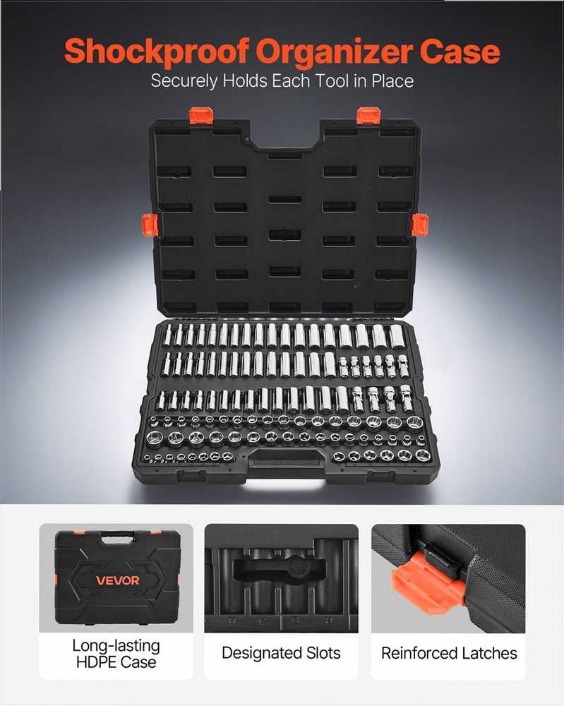 Galvučių rinkinys, 104 dalys, 9.5 mm jungtis, 6-24 mm, CR-V plienas, gilios ir standartinės galvutės, mechaniko įrankių komplektas su dėklu, automobilių remontui, chromuotas paviršius