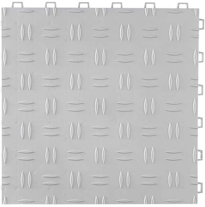 Garažo grindų plytelės 12x12 colių, neslidžios, dvipuses, 25 vnt., sidabrinės, sujungiamos, guminės, modulinės