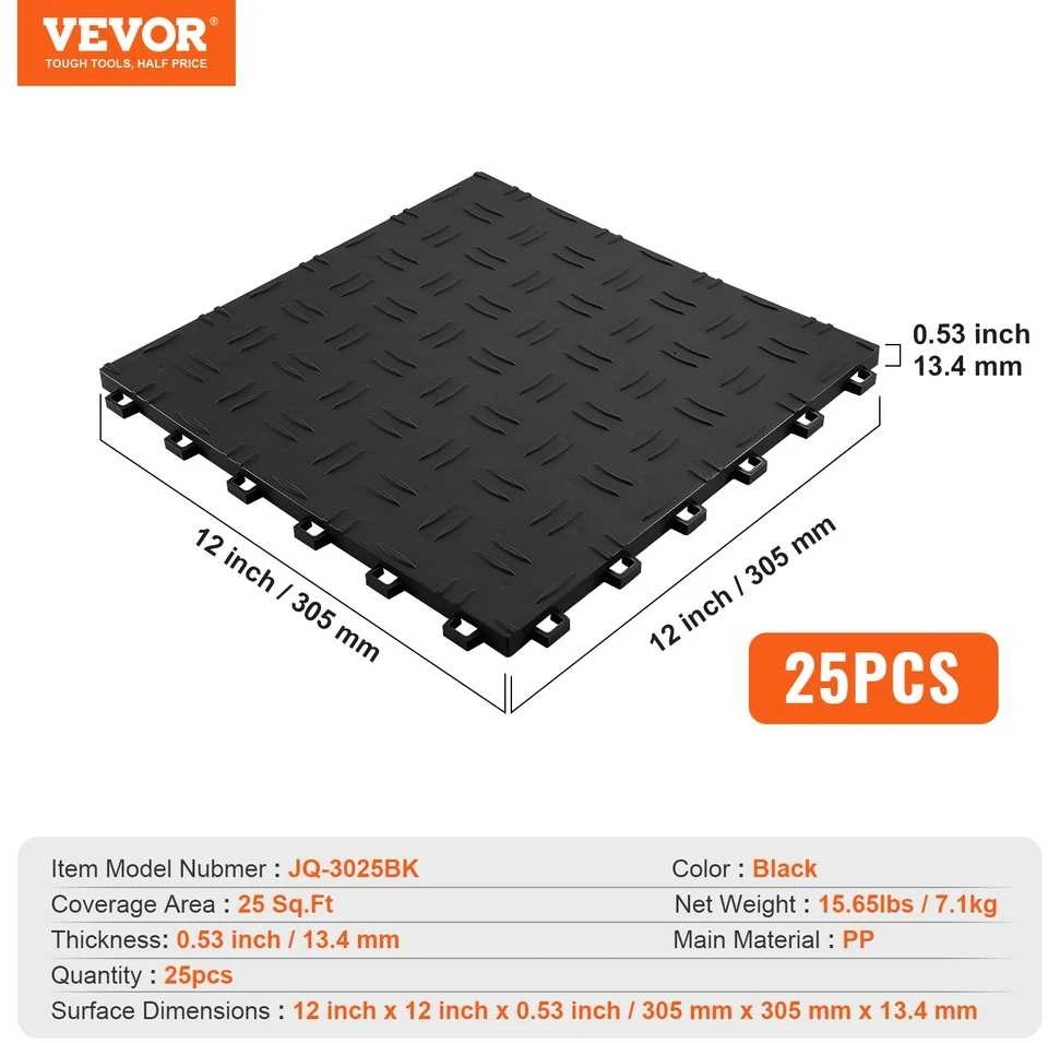 Garažo grindų plytelės 305x305x13.4 mm, neslidžios, dvipuses, dirbtuvėms, rūsiams
