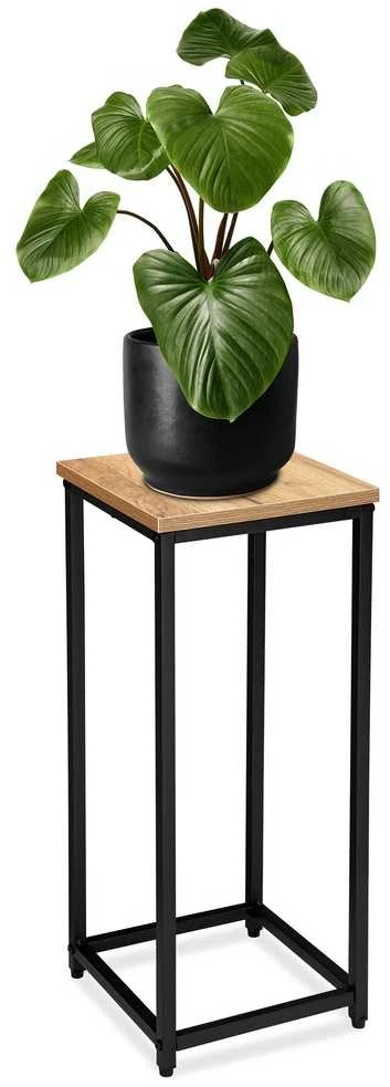 Gėlių stovas Arben Craft, 60 cm, juodas matinis rėmas, lentyna augalams, vazonų laikiklis, gėlių stovas loft stiliaus