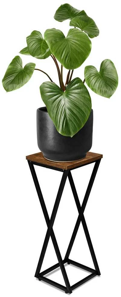 Gėlių stovas Loft Konel Rustic, juodo ąžuolo, 62 cm, augalų stovas, kambarinis stovas, gėlių lentyna