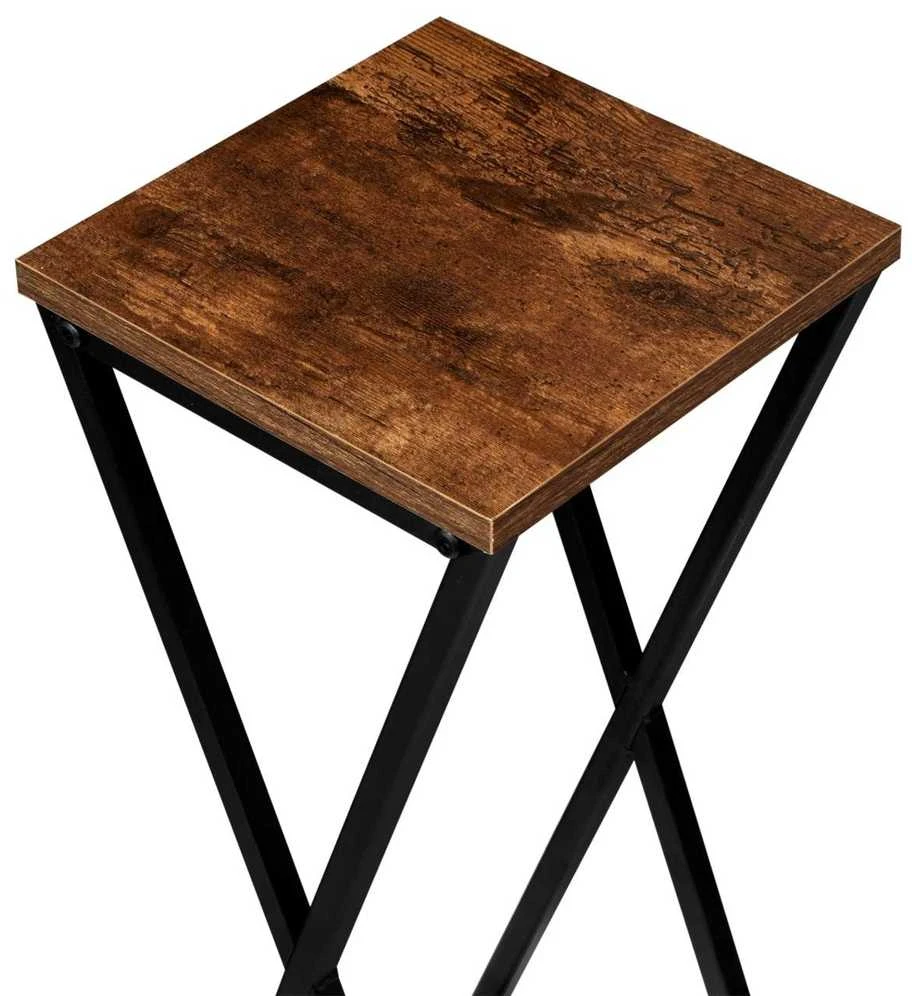 Gėlių stovas Loft Konel Rustic, juodo ąžuolo, 62 cm, augalų stovas, kambarinis stovas, gėlių lentyna