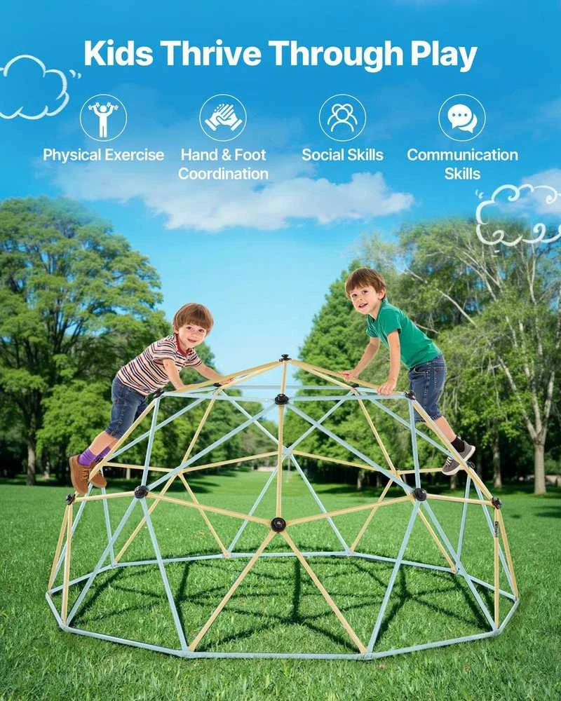 Geometrinis laipiojimo kupolas, 305 cm lauko žaidimų aikštelė su krepšinio kamuoliais ir tinklu vaikams, tvirta džiunglių sporto salė, laipiojimo įranga kiemui
