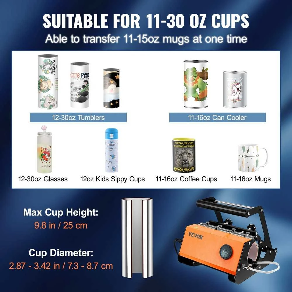 Gertuvių presas, 30oz, Sublimacijos presas, Šilumos presas, Puodelių presas