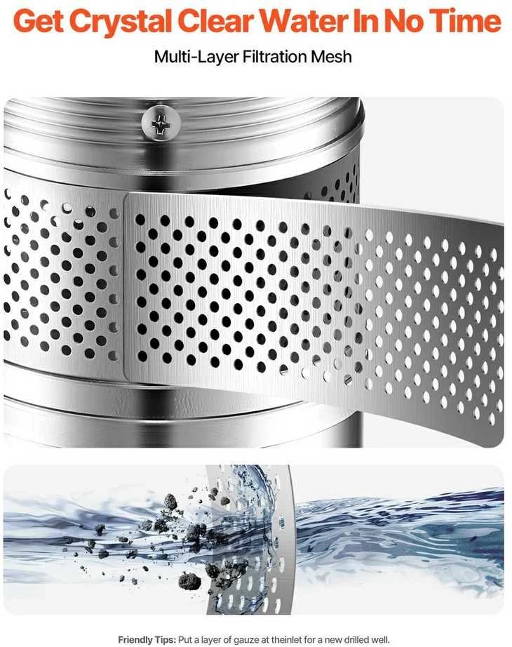 Giluminis siurblys 750W, nerūdijančio plieno, 100 l/min, vandens ištraukimui, laistymui, šuliniams, gręžiniams