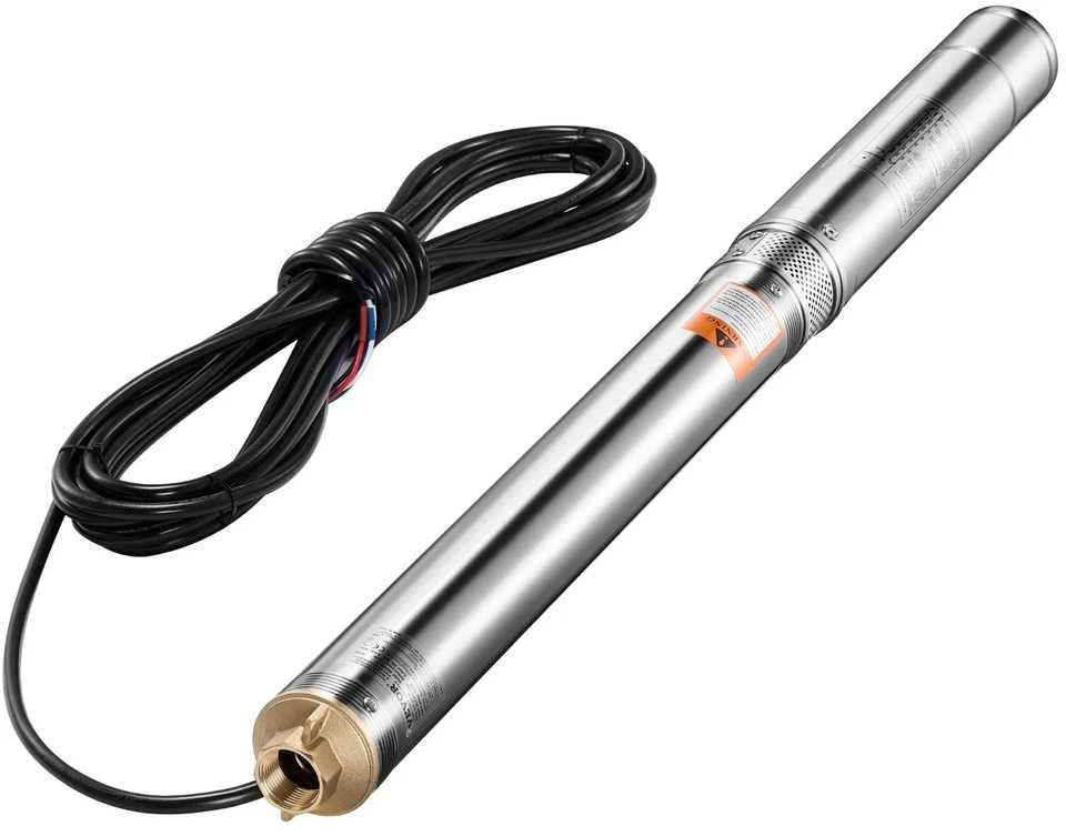 Giluminis siurblys 750W, nerūdijančio plieno, 65 l/min, vandens siurblys šuliniui, povandeninis