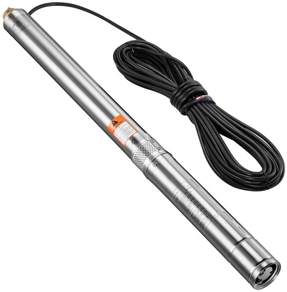 Giluminis siurblys 750W, nerūdijančio plieno, 65 l/min, vandens siurblys šuliniui, povandeninis
