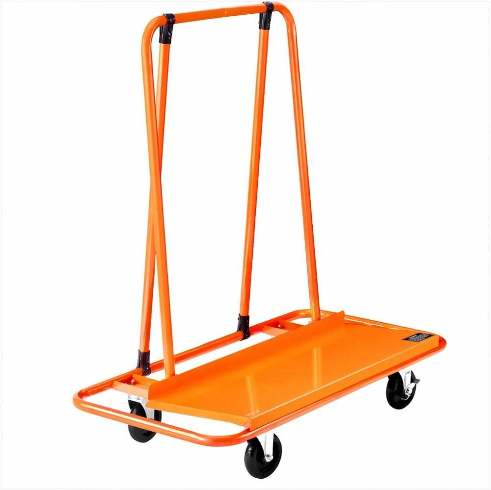 Gipso kartono vežimėlis faneros ir stiklo transportavimui, plieno su 4 pasukamais ratukais ir tvirtinimo diržu, 816 kg keliamoji galia, plokščių gabenimo platforma, statybinis vežimėlis