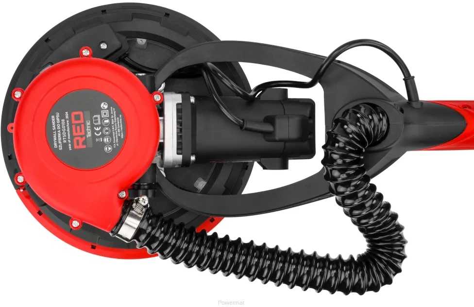 Red Technic Gipso šlifuoklis sienoms ir luboms, 2000W, su LED šviesa, teleskopine rankena, dulkių ištraukimu, gipso kartono šlifavimo mašina