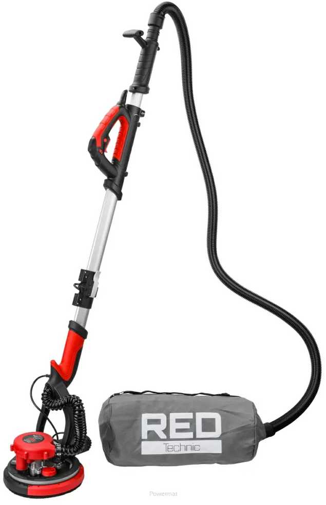 Red Technic Gipso šlifuoklis sienoms ir luboms, 2000W, su LED šviesa, teleskopine rankena, dulkių ištraukimu, gipso kartono šlifavimo mašina