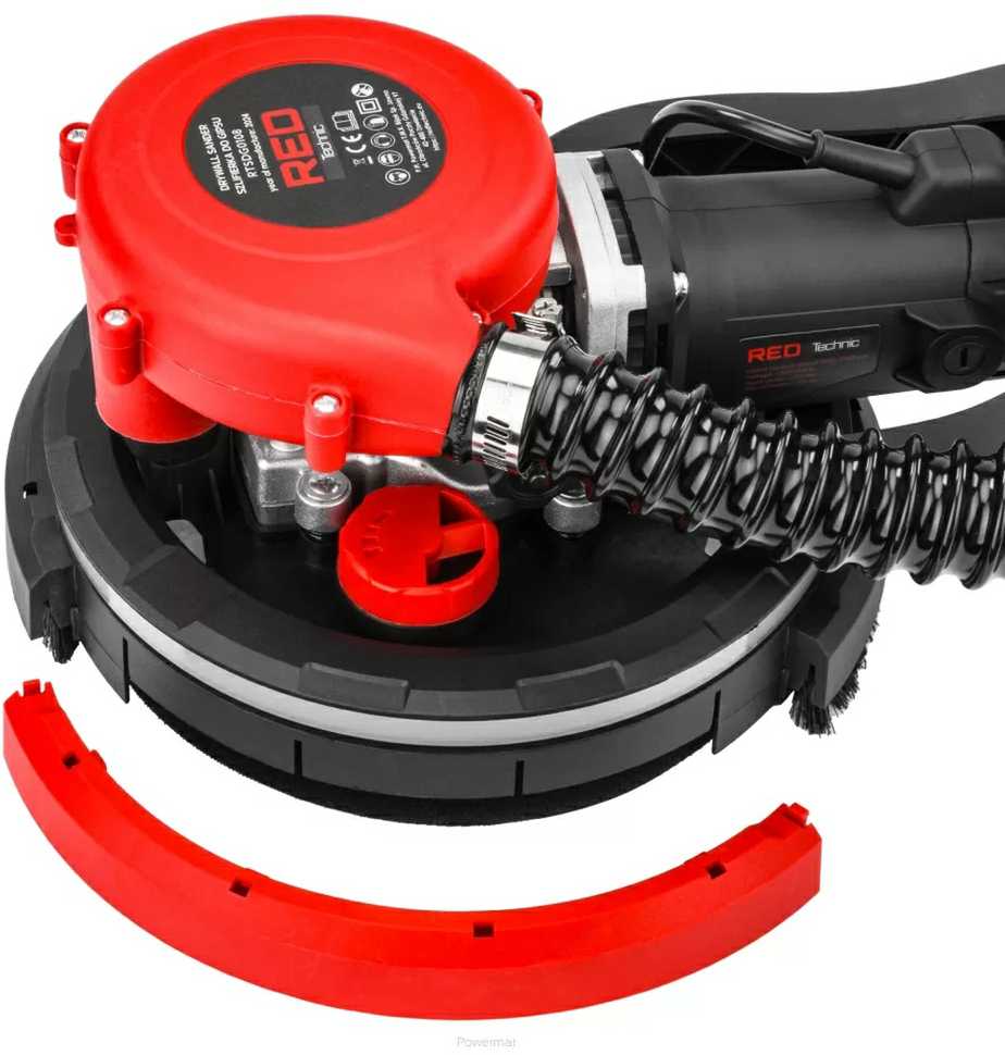 Red Technic Gipso šlifuoklis sienoms ir luboms, 2000W, su LED šviesa, teleskopine rankena, dulkių ištraukimu, gipso kartono šlifavimo mašina