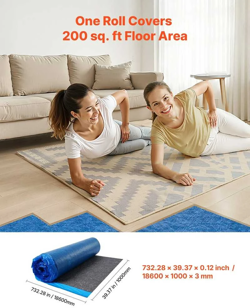 Grindų paklotas, 37.2 m², garso ir drėgmės izoliacija, vinilinėms, laminuotoms, medinėms grindims, mėlynas, didelio tankio, pogrindinė plėvelė, garso barjeras