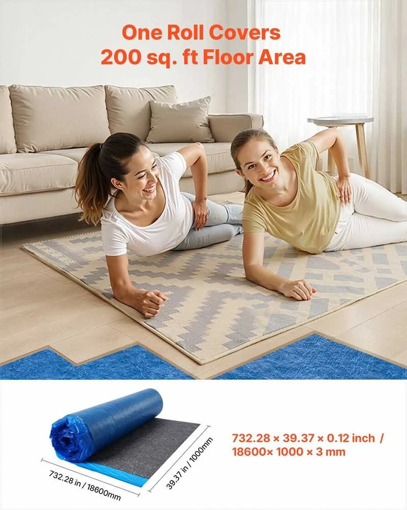 Grindų paklotas laminatui, 3 mm storio su garų barjeru, tvirtas garsą izoliuojantis sluoksnis, vinilinių ir medinių grindų paklotas, triukšmą slopinantis rulonas, grindų izoliacija