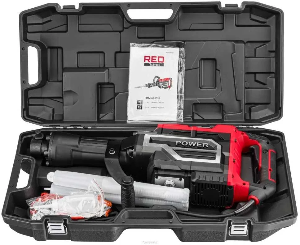 Red Technic Griovimo plaktukas, 3300W, 70J smūgio jėga, HEX griebtuvas, su priedais, betonui ir mūrui, sunkiasvoris griovimo įrankis