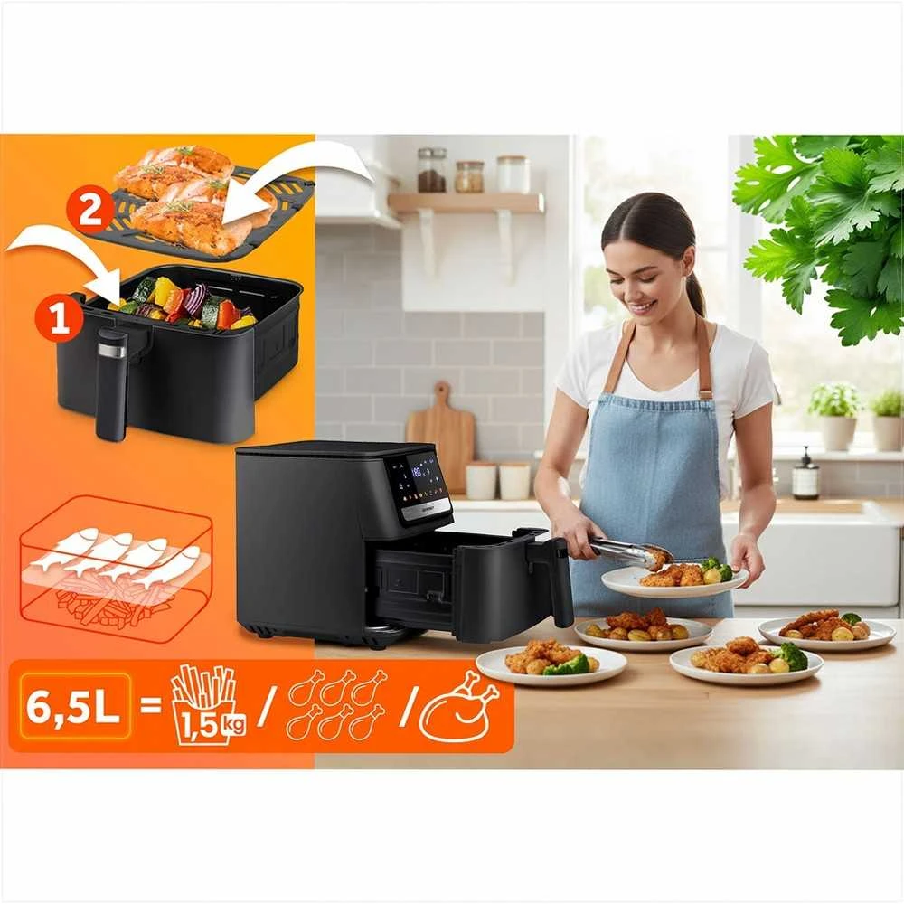 Berdsen Gruzdintuvė be aliejaus, didelės talpos, sveikas maisto gaminimas, 6.5L, 1700W, gruzdintuvė be riebalų, virtuvės prietaisas, karšto oro gruzdintuvė