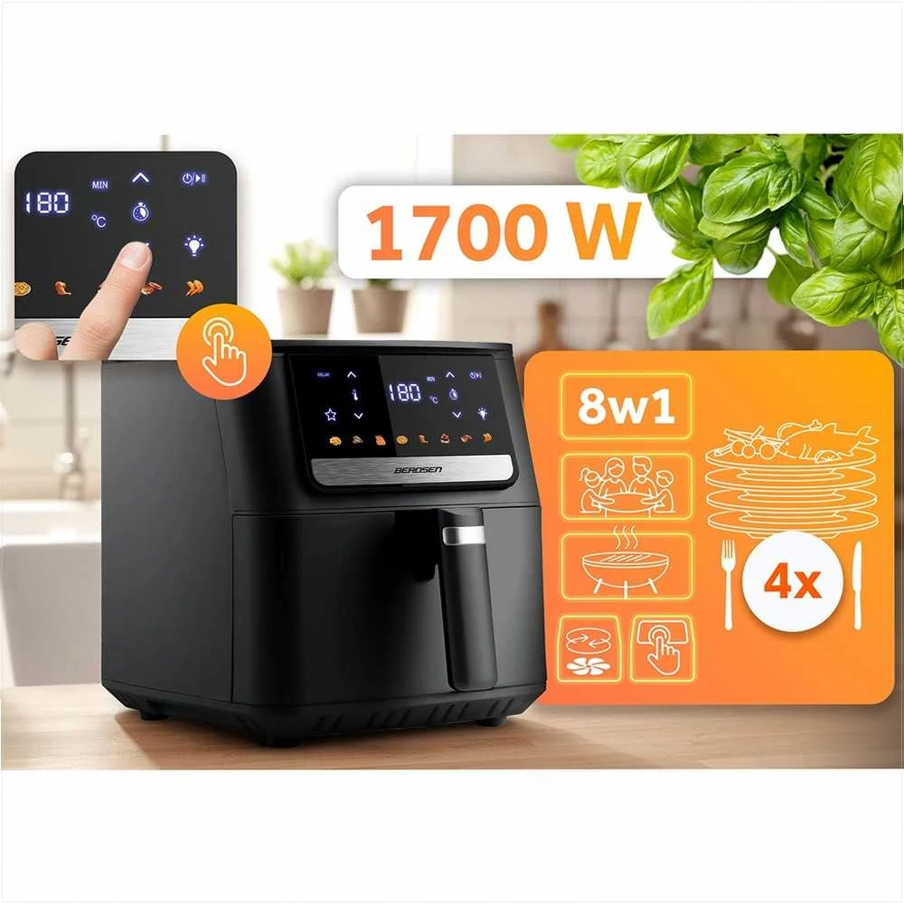 Berdsen Gruzdintuvė be aliejaus, didelės talpos, sveikas maisto gaminimas, 6.5L, 1700W, gruzdintuvė be riebalų, virtuvės prietaisas, karšto oro gruzdintuvė