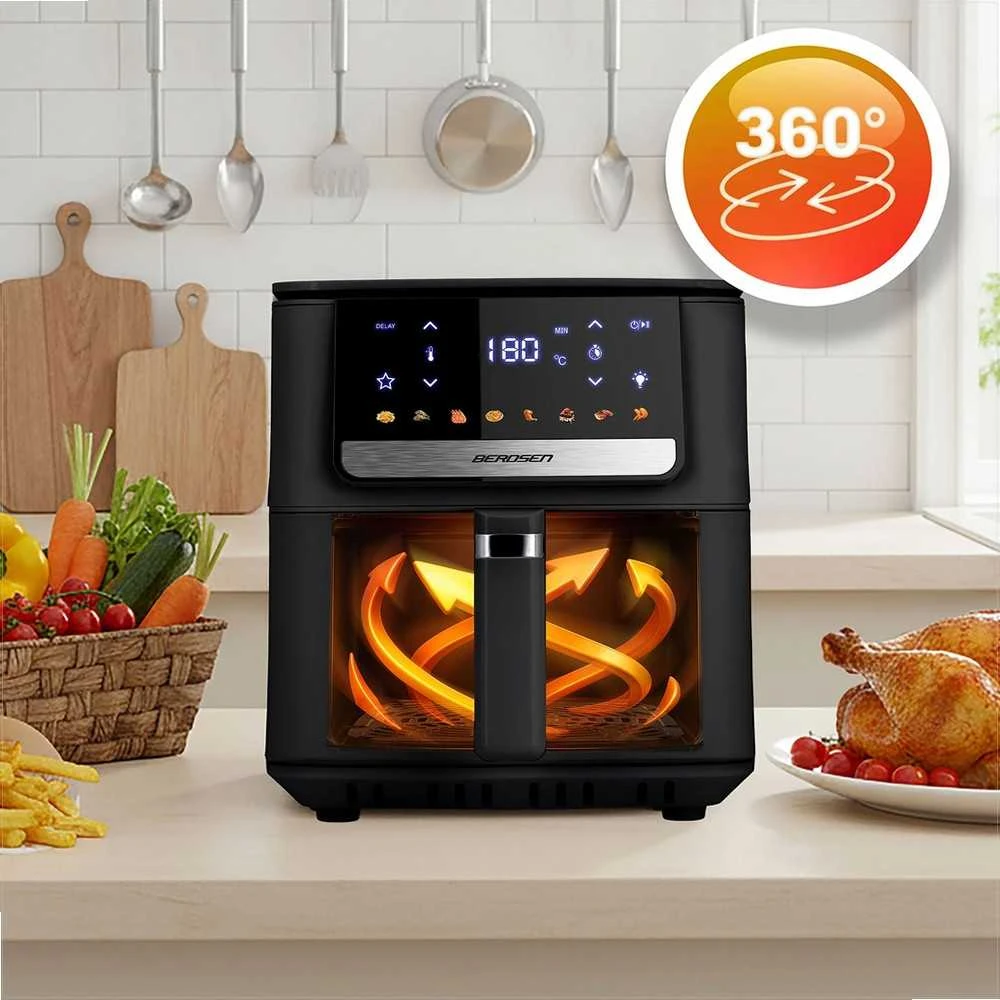 Berdsen Gruzdintuvė be aliejaus, didelės talpos, sveikas maisto gaminimas, 6.5L, 1700W, gruzdintuvė be riebalų, virtuvės prietaisas, karšto oro gruzdintuvė