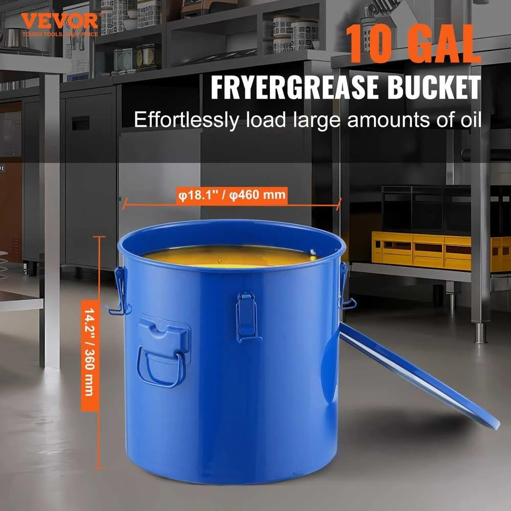 Gruzdintuvės riebalų kibiras, 37,8 l, su dangčiu ir filtru