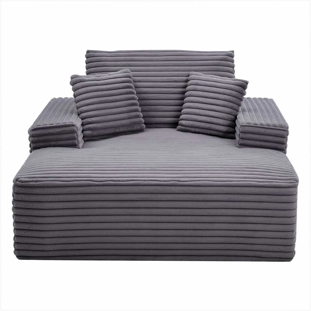 Gultas skaitymui ir poilsiui, modernus minkštas didelis fotelis su porankiais, gili sėdynė miegamoji sofa, poilsio baldas