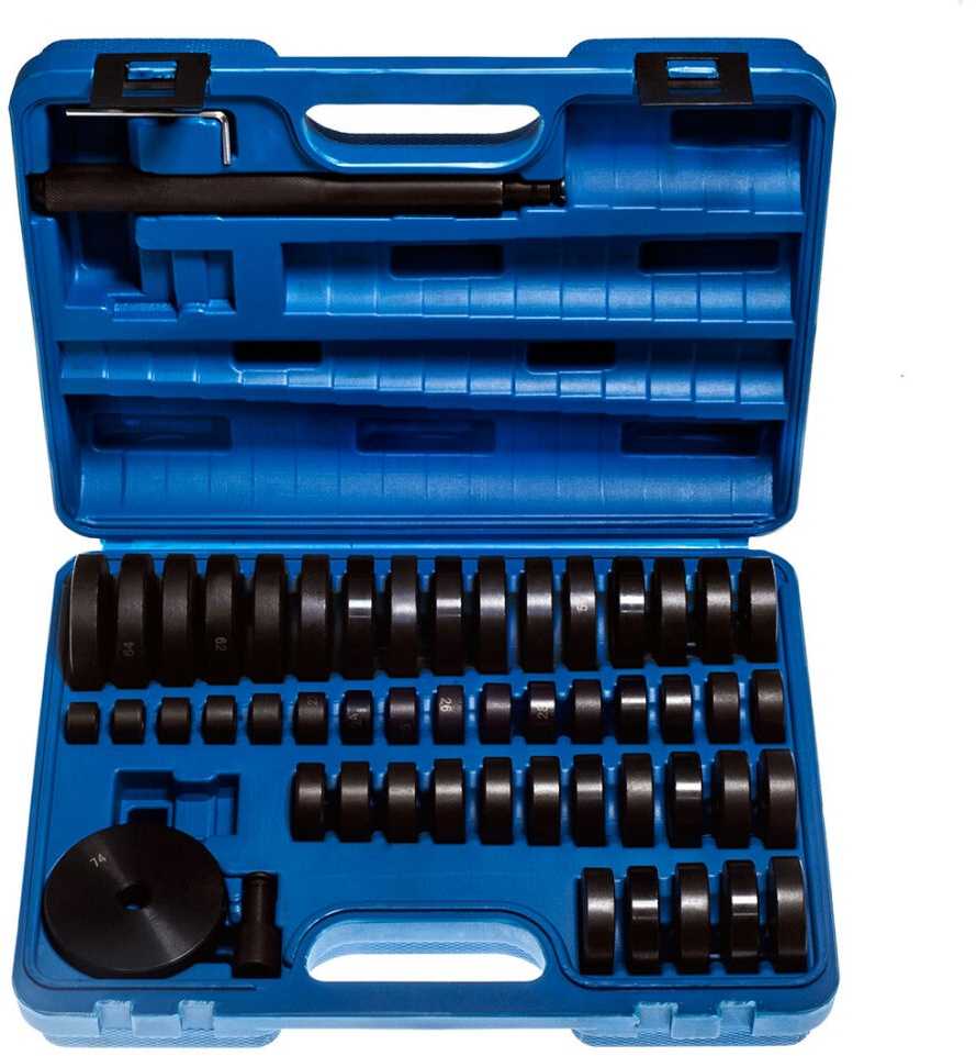 Guolių ir įvorių montavimo ir išmontavimo įrankių rinkinys, hidraulinio preso adapteriai 18-74 mm, 52 dalių guolių nuėmiklių rinkinys