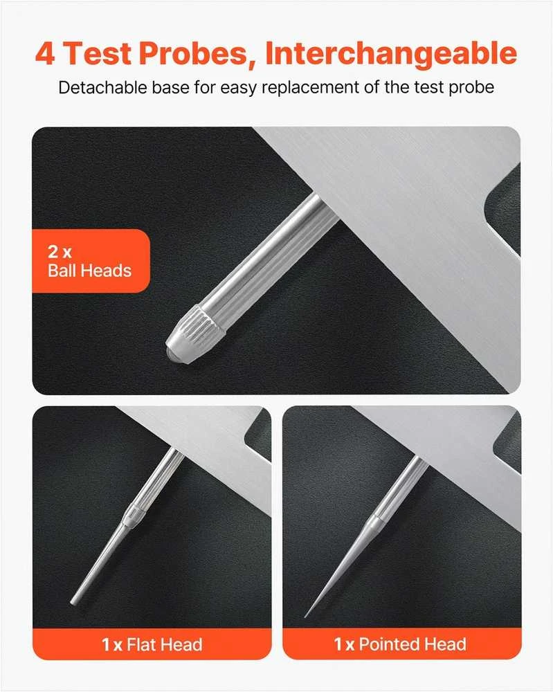 VEVOR Gylio mikrometro matuoklis griovelių, pakopų, skylių gyliui matuoti, tikslus mechaninis įrankis su 0-558.8 mm diapazonu, lengvai skaitoma skalė, gylio matavimo rinkinys, matavimo prietaisas
