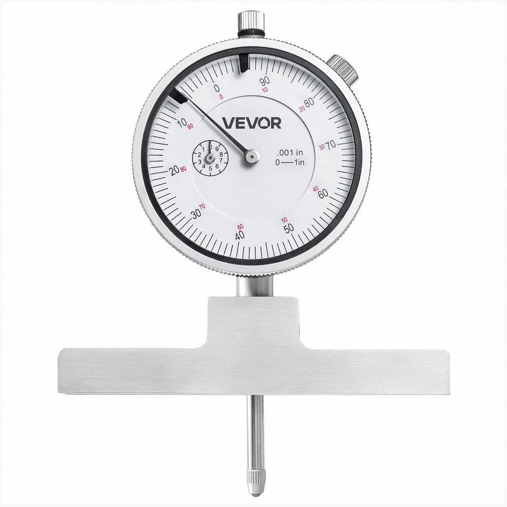 VEVOR Gylio mikrometro matuoklis griovelių, pakopų, skylių gyliui matuoti, tikslus mechaninis įrankis su 0-558.8 mm diapazonu, lengvai skaitoma skalė, gylio matavimo rinkinys, matavimo prietaisas